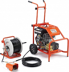 Комплектация бензиновой гидродинамической прочистной машины Ridgid KJ-3100